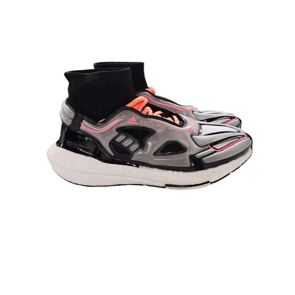 adidas Women's Black Gray White Sneakers with Orange Laces